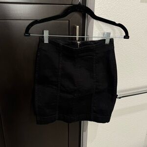 Free People Black Jean Mini Skirt